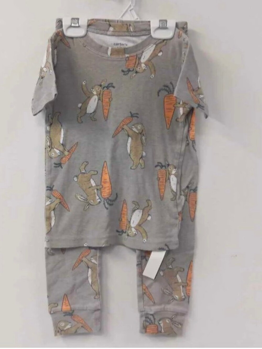 Carter's Gray Bunny & Carrot Two-Piece Pajama Set